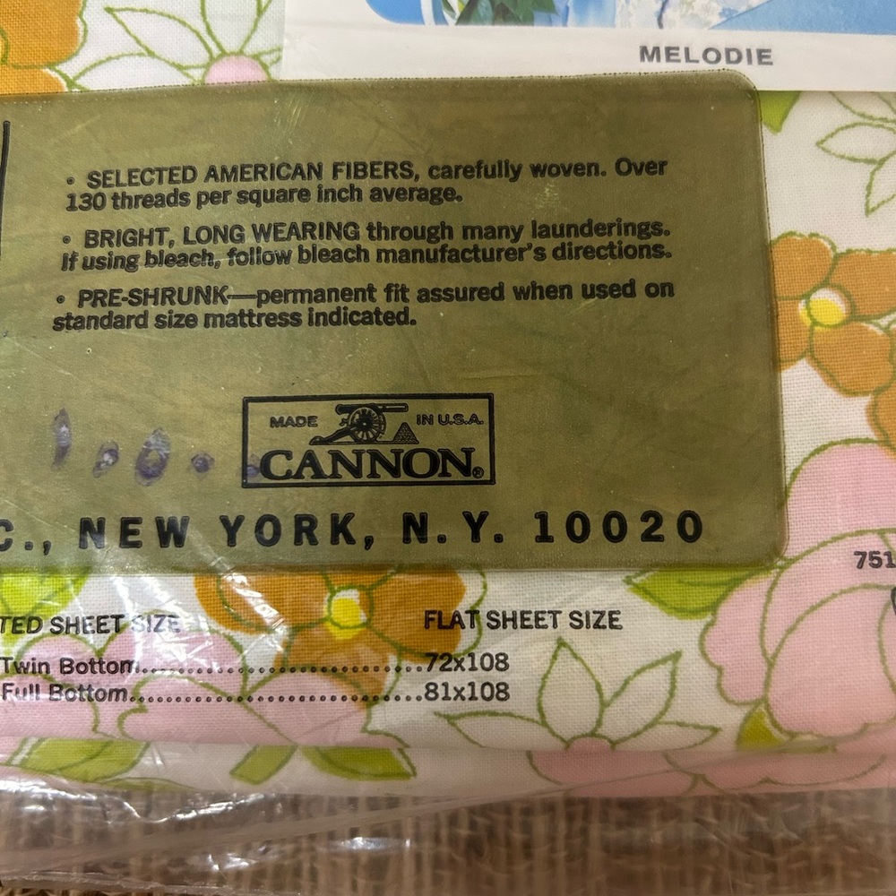 Vintage Cannon Monticello Muslin Melodie Full Sheet Set. 1970’s New. Shabby Chic - Picture 6 of 11